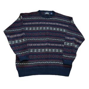 Woods & Gray Mens Sweater L Stripes Vintage Grandpa Dad Cosby Ramie Cotton